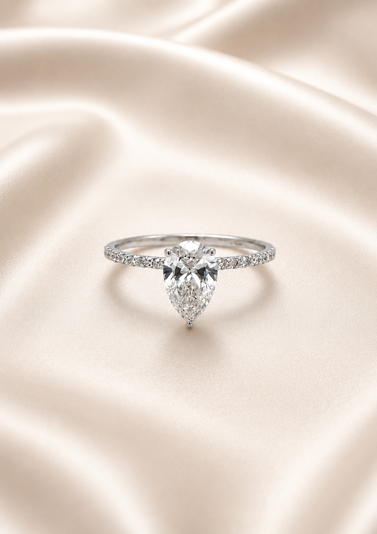 Pear Cut Pavé Diamond Ring